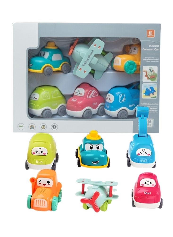 Premium Mini Cartoon Vehicle Toy Set – Cute Pull-Back Cars & Plane Playset for Toddlers and Kids - Image 1
